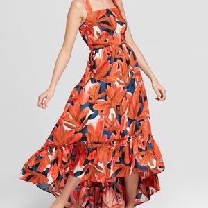 Who what wear red painted maxi dress